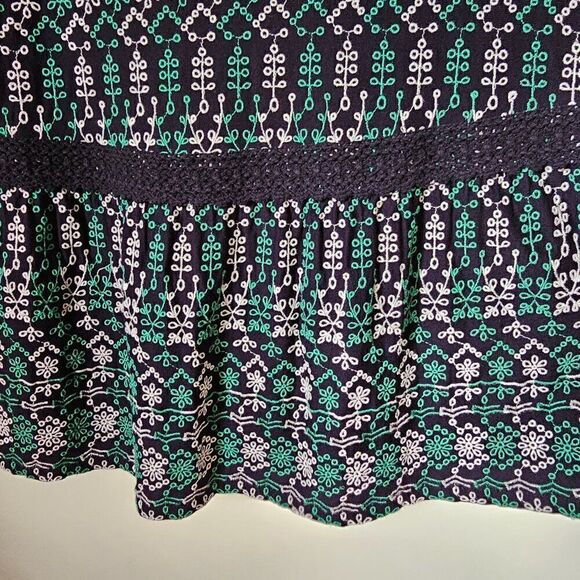 EUC MAEVE BY ANTHROPOLOGIE EMBROIDERED PATTERNED V NECK TIERED LACED TANK TOP M - Picture 7 of 15